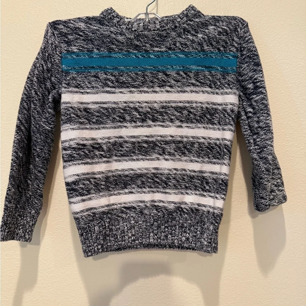 Gymboree Blue and White Striped Sweater with Teal Accent